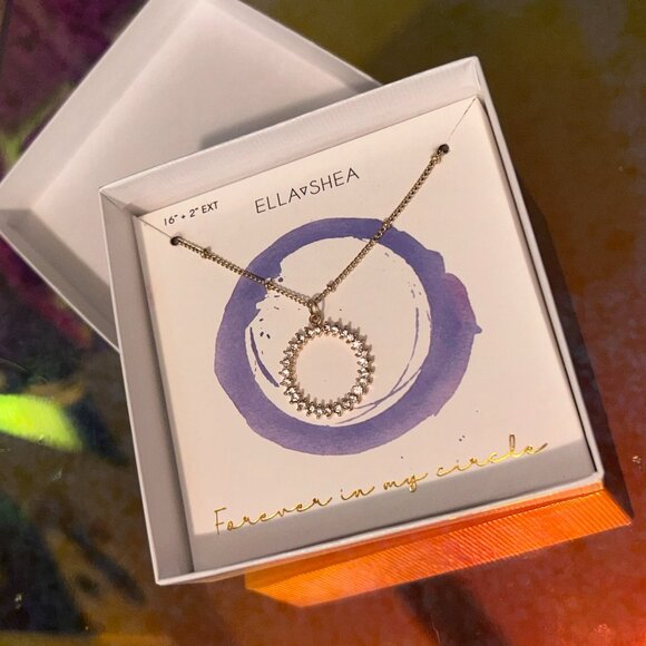 Yellow Gold Plated Crystal Ring Necklace - Picture 3 of 4